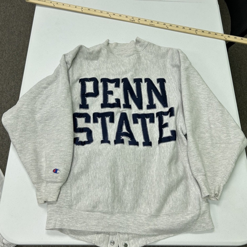 Champion Reverse Weave Jacket Mens Medium Gray Penn State Snap Front Sweatshirt